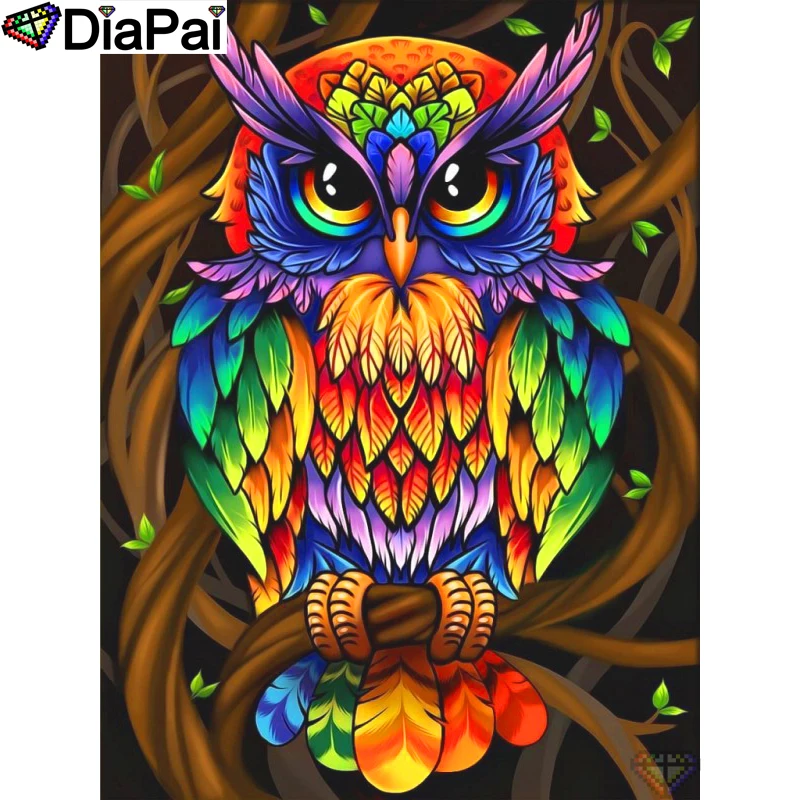 

DIAPAI 100% Full Square/Round Drill 5D DIY Diamond Painting "Cartoon colored owl"Diamond Embroidery Cross Stitch 3D Decor A19074