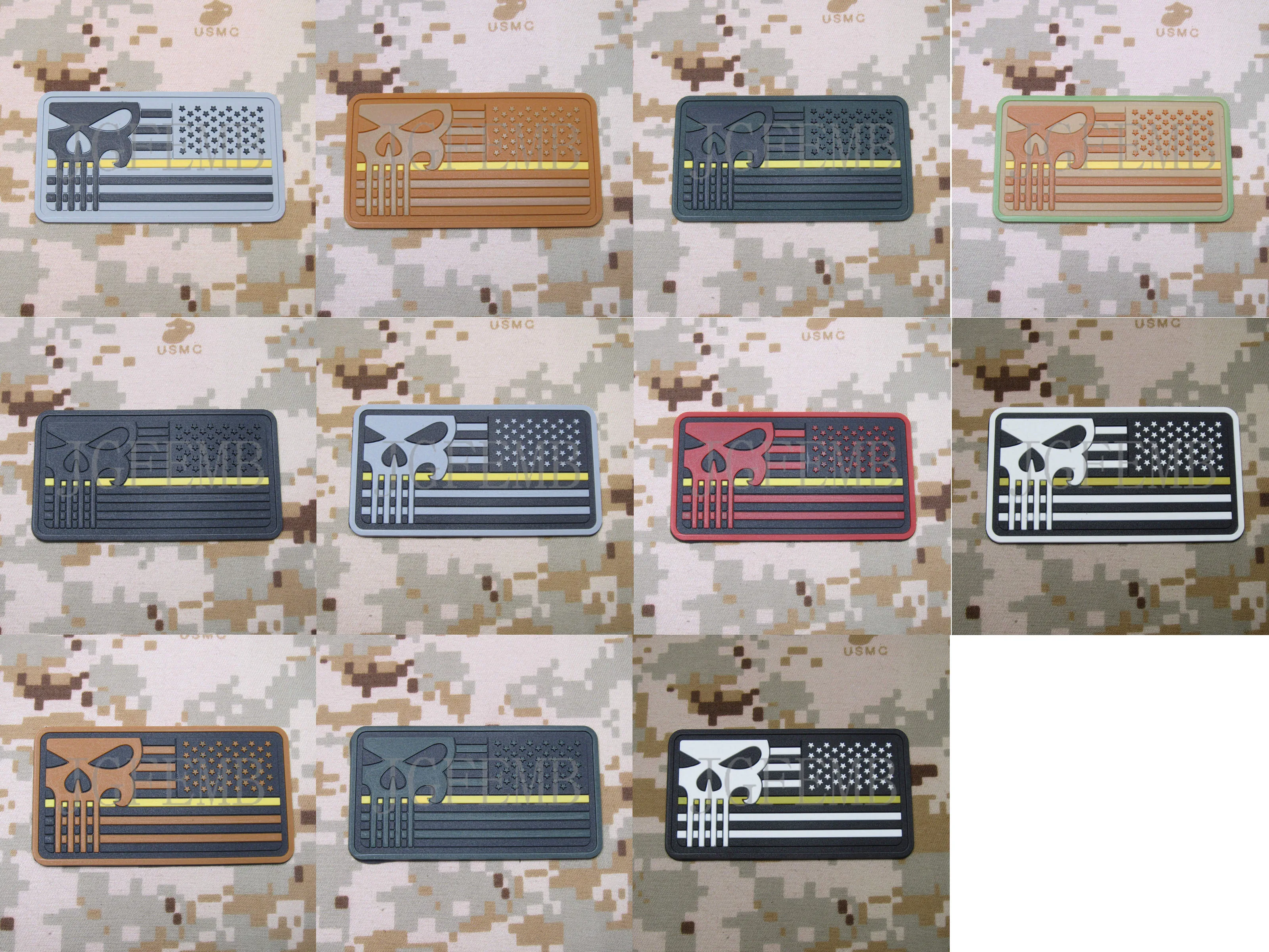 Тонкая оранжевая линия Череп Американский флагшток и спасательный SAR 3D ПВХ патч