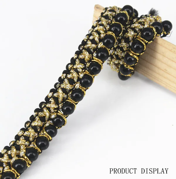 Оплетка бусины жемчуг Черное золото отделка украшение кружевная лента ткань для