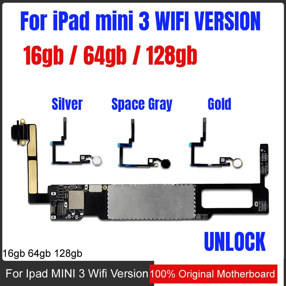 16 Гб/64 Гб/128 ГБ для Ipad mini 3 материнская плата Wifi разблокированная материнская плата для Ipad mini 3 материнская плата с/без Touch ID