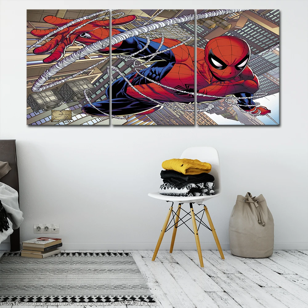 Человек паук Холст Плакаты украшения для дома стены искусства рамки 3 шт. картины