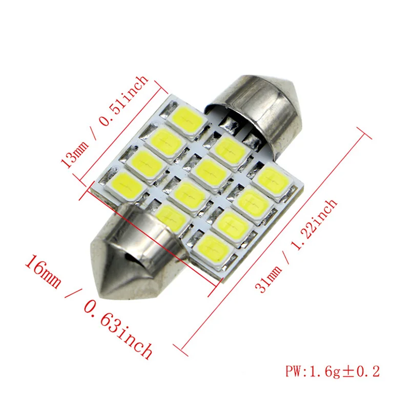 2 шт/10 шт белый 31 мм 1 25 &quot12 LED SMD Festoon Dome автомобильная лампа 3021 3022 DE3175 F-Best |