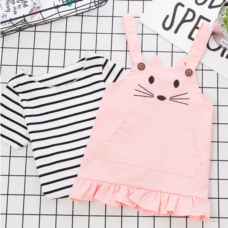 DFXD 2017 летний комплект детской юбки из 2 предметов хлопковая юбка на бретельках с