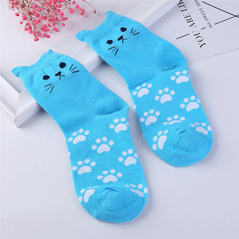 1 пара kawaii Harajuku повседневные носки с принтом кота корейские животными Sokken женские