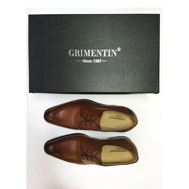 Мужские туфли оксфорды из натуральной кожи GRIMENTIN деловая обувь на шнуровке хит