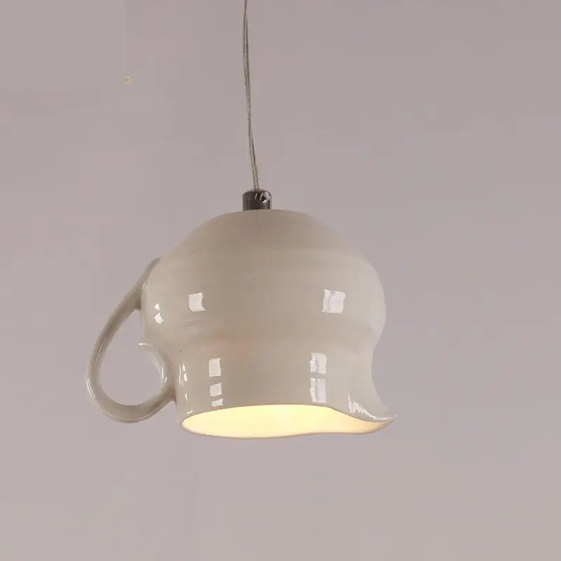 Светодиодная лампа оригинальная белая керамическая чашка подвесной светильник