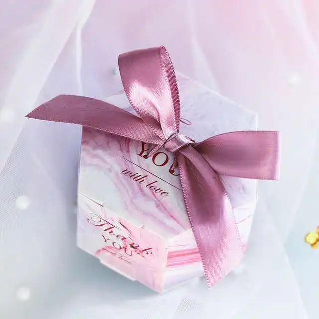 

Itschy 50pcs 7x7x4.5CM purple theme Candy Box with ribbon wedding gift boxes wedding party accessories wedding favors and gifts