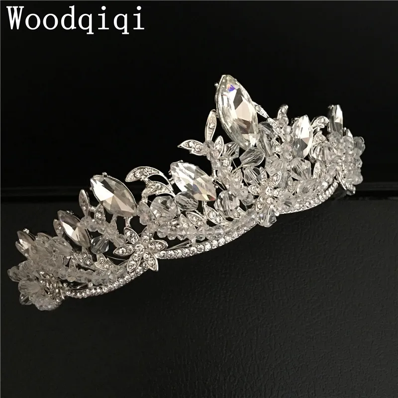 Woodqiqi Full rhinestone Tiaras Bride Crown Wedding Hair Jewelry Diadem Mariage Bijoux Coroa corona oro tiaras menina | Украшения и