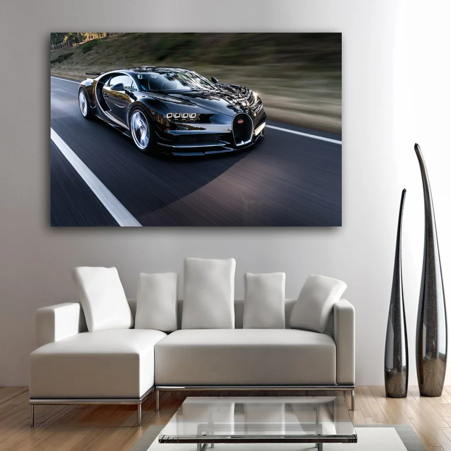Супер автомобиль постер Bugatti Chiron Спорт Авто настенное искусство холст печать для