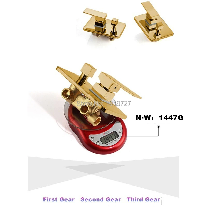 Лейка Водопад для душа золотого цвета