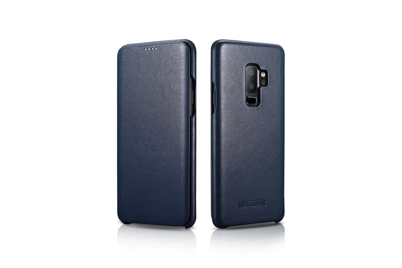 ICarer Настоящее кожаный чехол для Samsung Galaxy S9 S9+ Роскошные серии изогнутый край из натуральной кожи чехол-книжка для Samsung s9 плюс