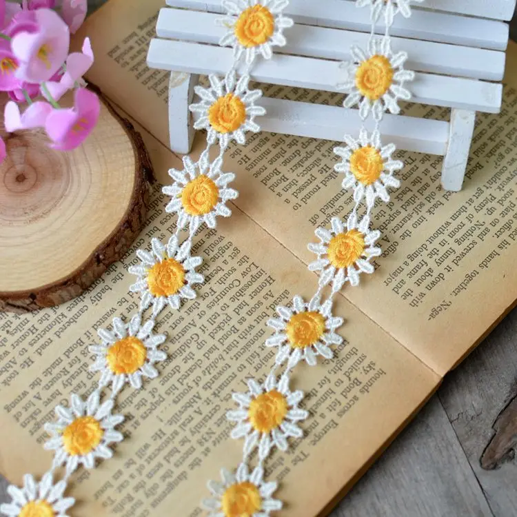 

5 ярдов/партия Желтая ручная вышивка Сделай Сам гипюр кружевная отделка для костюма высококачественное платье швейная кружевная лента 2,3 см