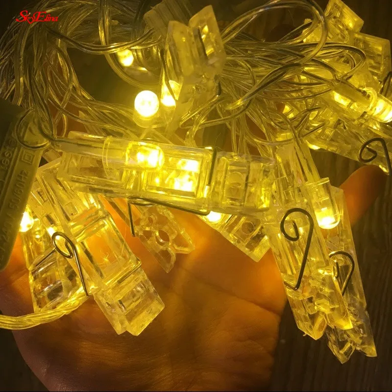 1 5 м/3 м/6 м гирлянда карты фото клип строка светильник s Led Fairy Xmas Спальня DIY прищепка