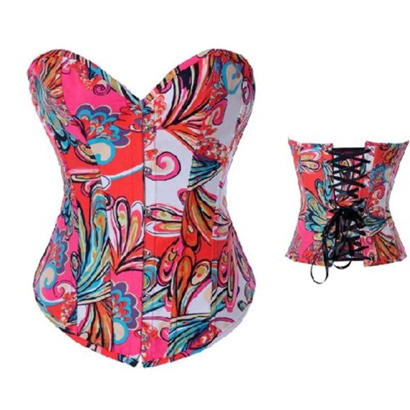 Популярный женский корсет в стиле стимпанк сексуальное бюстье со стрингами узор