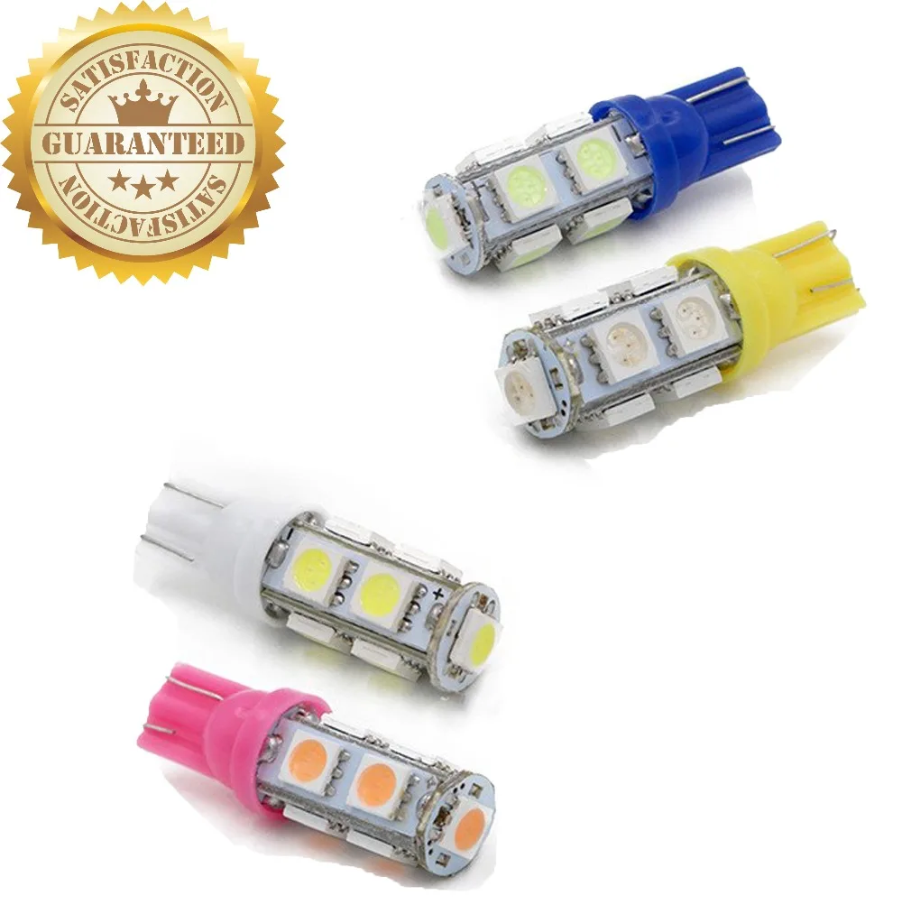 

4 PCS OF 12V T10 9SMD 1W 5050 9 SMD 192 168 194 W5W white/blue/red/green/yellow/pink LED Side Light Wedge Bulb Lamp