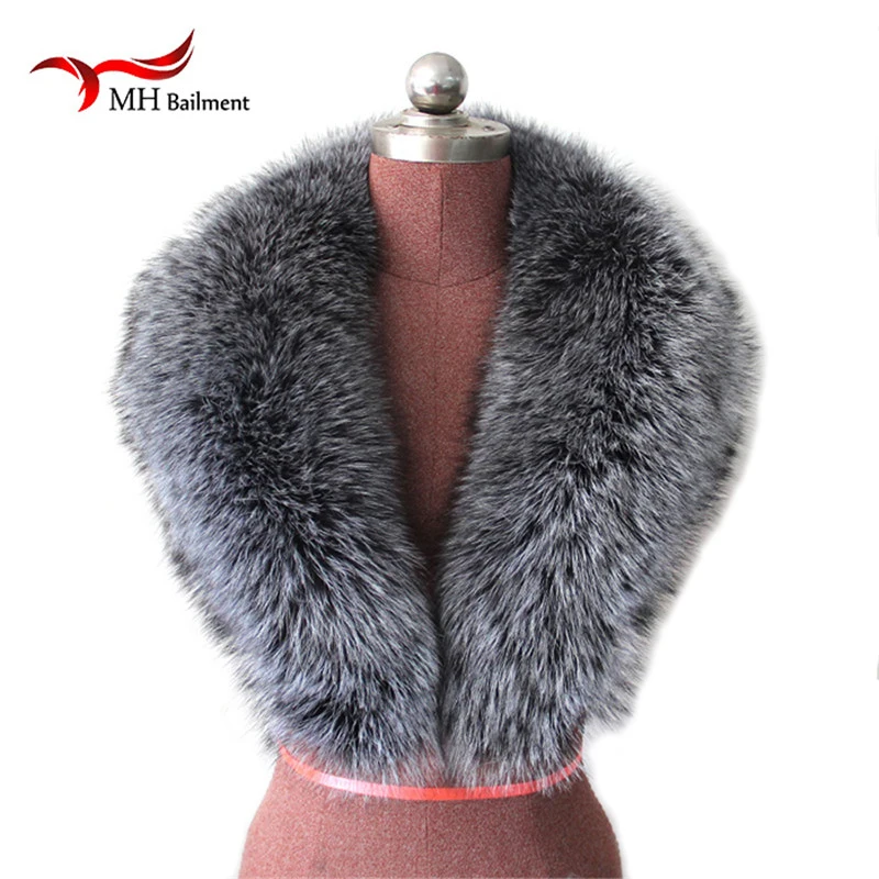 Женский меховой шарф зимний из натурального Лисьего меха украшение серебристой