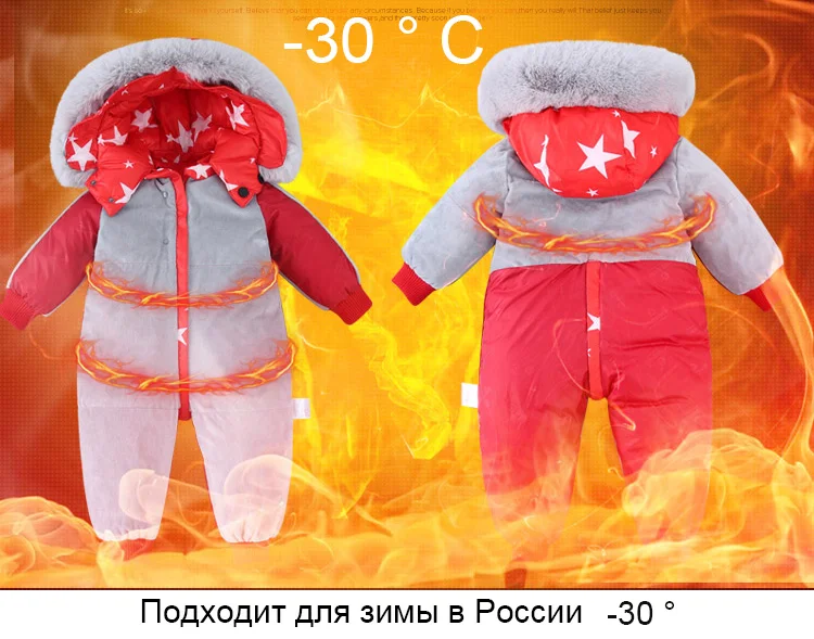 Одежда для маленьких девочек, Комбинезоны для детей, пуховик для девочек и мальчиков, лыжный костюм детские комбинезоны для малышей, зимний комбинезон с капюшоном для-30