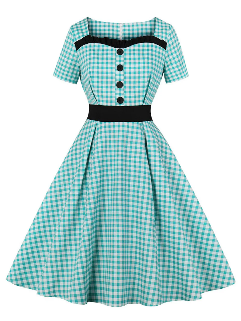 Green Joineles, элегантный стиль, 60 s, в клетку, с принтом, женское ретро платье, рокабилли, Свинг, винтажное платье, Одри Хепберн, вечерние платья, Vestidos - Цвет: Green