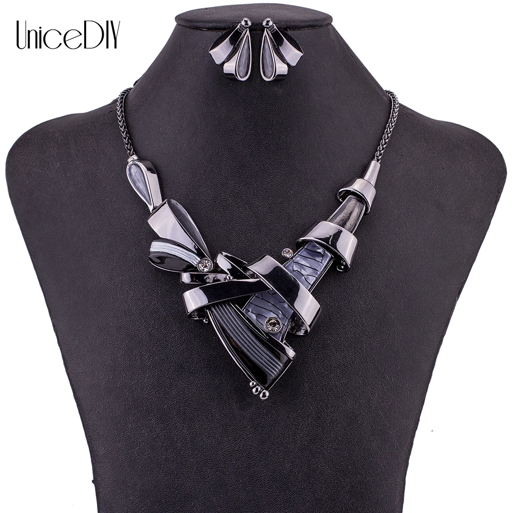 

MS1504907 Fashion Jewelry Sets High Quality Necklace Sets For Women Jewelry Gray Crystal Resin Unique Design Gift