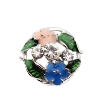newest 10pcslot metal 18mm enamel flower rhinestone snap button charms fit ginger snap buttons bracelets necklace diy jewelry