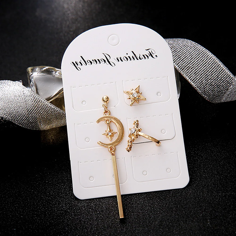 Occident стильные серьги гвоздики Луна Звезда микро со стразами комплект модные