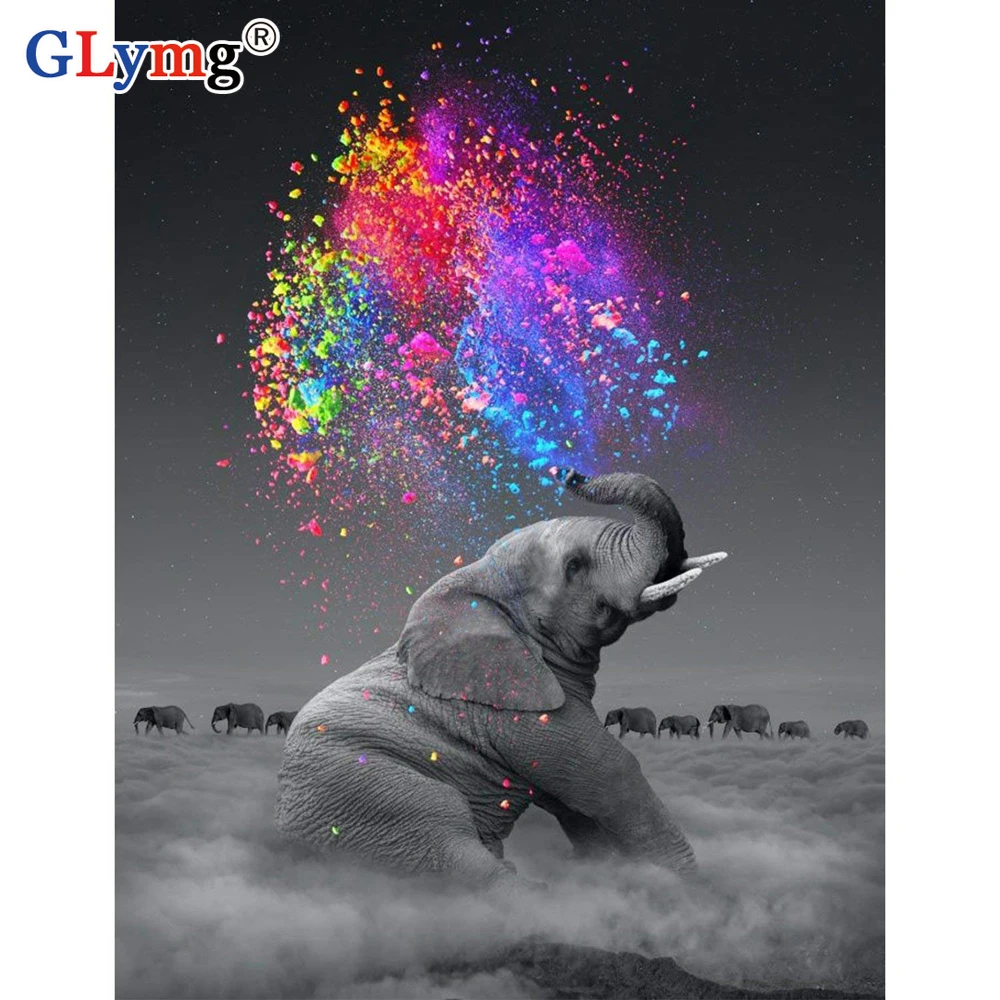 GLymg Diy Алмазная картина полностью квадратная дрель алмазная вышивка слон