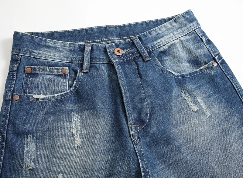 Новинка прямые джинсы мужские 2017 Осенние модные потертые хлопковые рваные