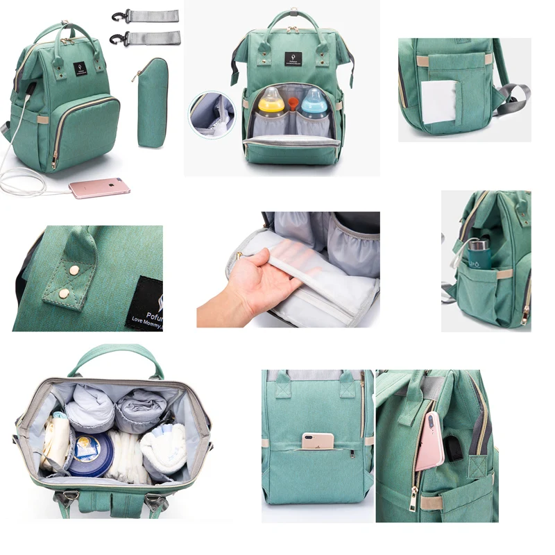 2019 Baby Diaper Bag With USB Interface Large Capacity Waterproof Nappy Kits Mummy Maternity Travel Backpack Nursing Handbag | Мать и
