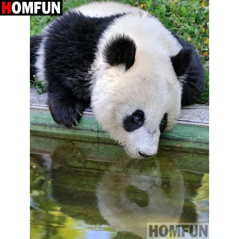 Алмазная живопись HOMFUN панда картина из квадратных/круглых страз сделай сам