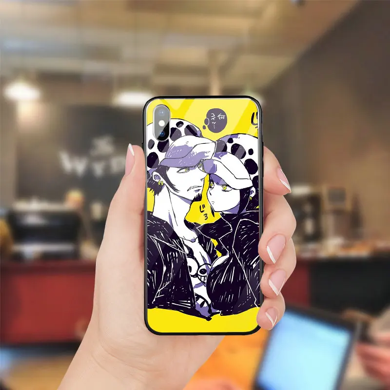 One piece Trafalgar Law логотип закаленное стекло Чехлы для мобильных телефонов Чехол iPhone 5