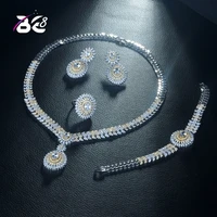 be 8 luxury dubai nigeria cz crystal wedding full jewelry set bridal zirconia 2 tones necklace earring ring for women party s303