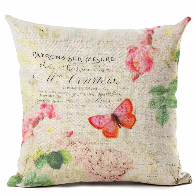 Новое поступление Ретро Цветы и бабочки чехлы на декоративные подушки диван