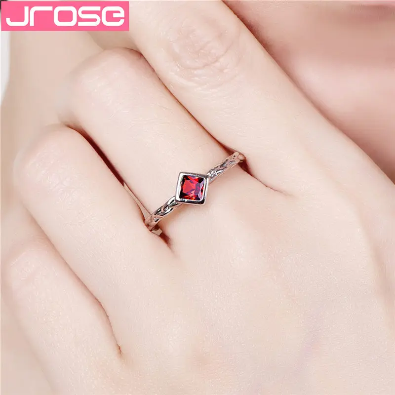 JROSE обручальные кольца для женщин влюбленные классические микро вставки красный