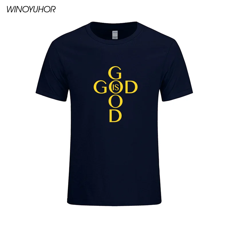 Мужская хлопковая футболка с принтом God Is Good летняя коротким рукавом