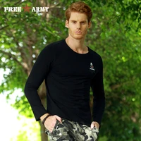 free army brand new t shirts men long sleeve simple cotton black solid 2018 slim fit t shirt tops tee free ship m 4xl ms 6600d