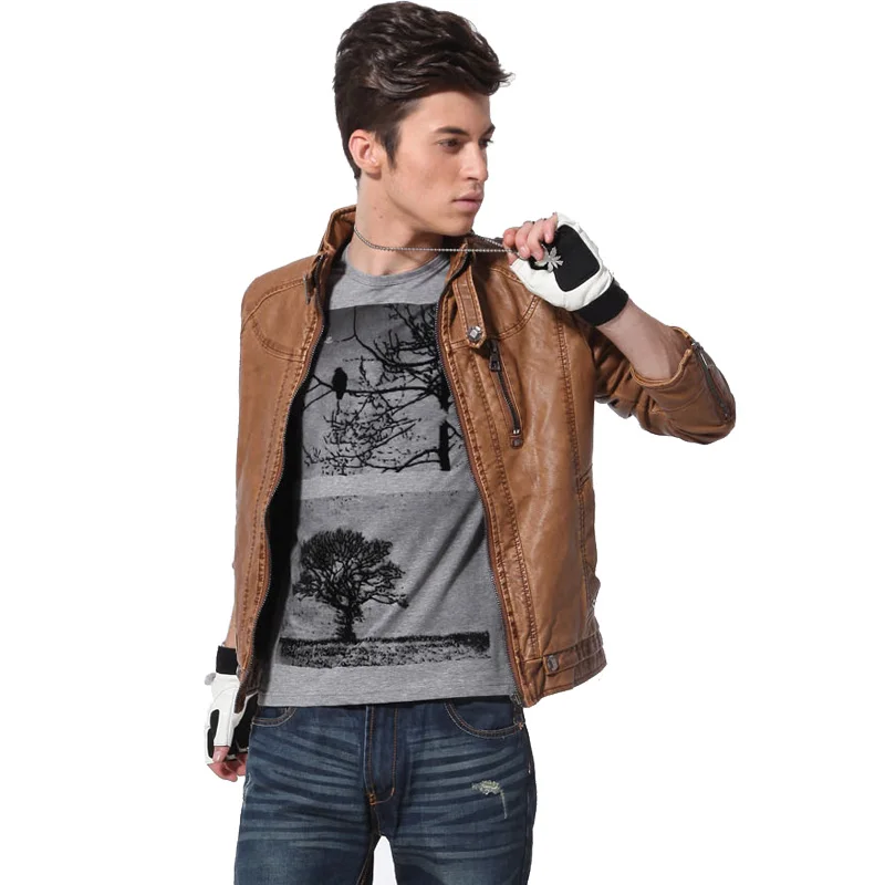 Кожаные Мотоциклетные Куртки EICHOS мужская куртка из искусственной кожи на осень и