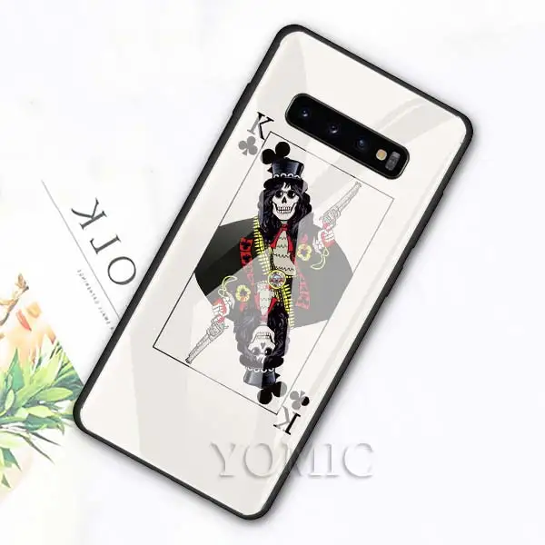 013 Чехол из закаленного стекла для samsung Galaxy S10e S10 S8 S9 Plus Note 9 10 A50 A70, чехол для телефона guns N Roses, роскошный стеклянный чехол - Цвет: 013