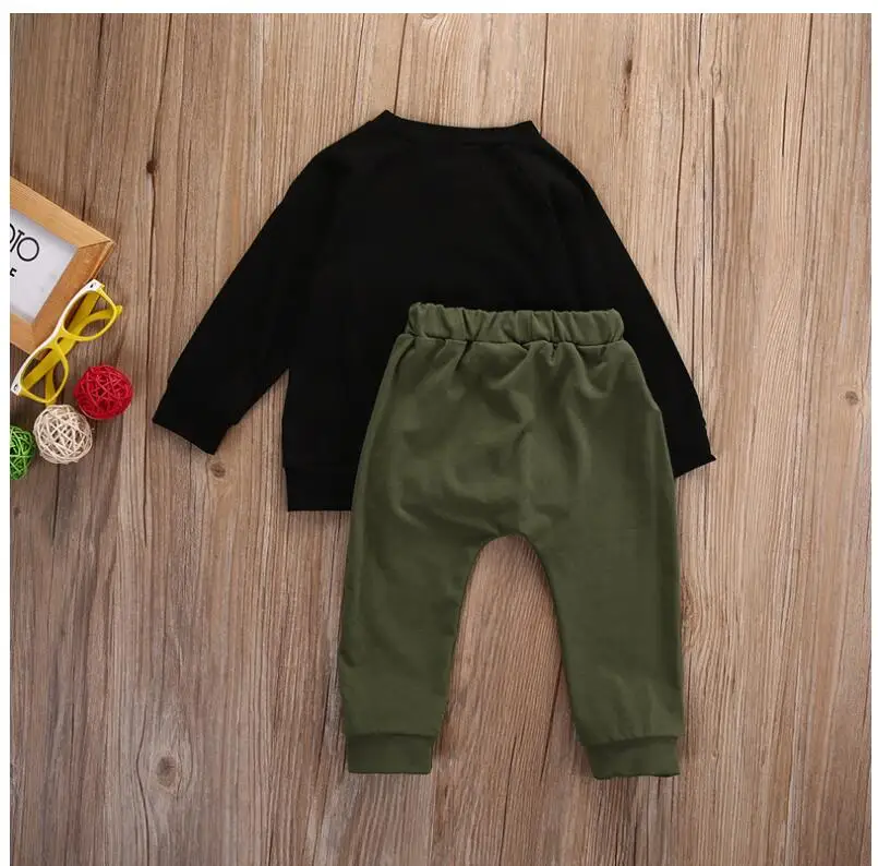 Baby Clothing Sets Kids Newborn baby Boys Girls Long Sleeve Letter T-shirt +cotton Pants Infant Clothes Outfits 0-24M |