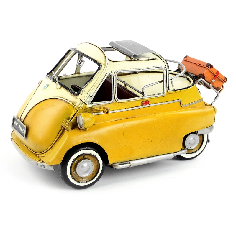 Яичный автомобиль Isetta с прицепом 300 Вт желтая литая под давлением машина ручная