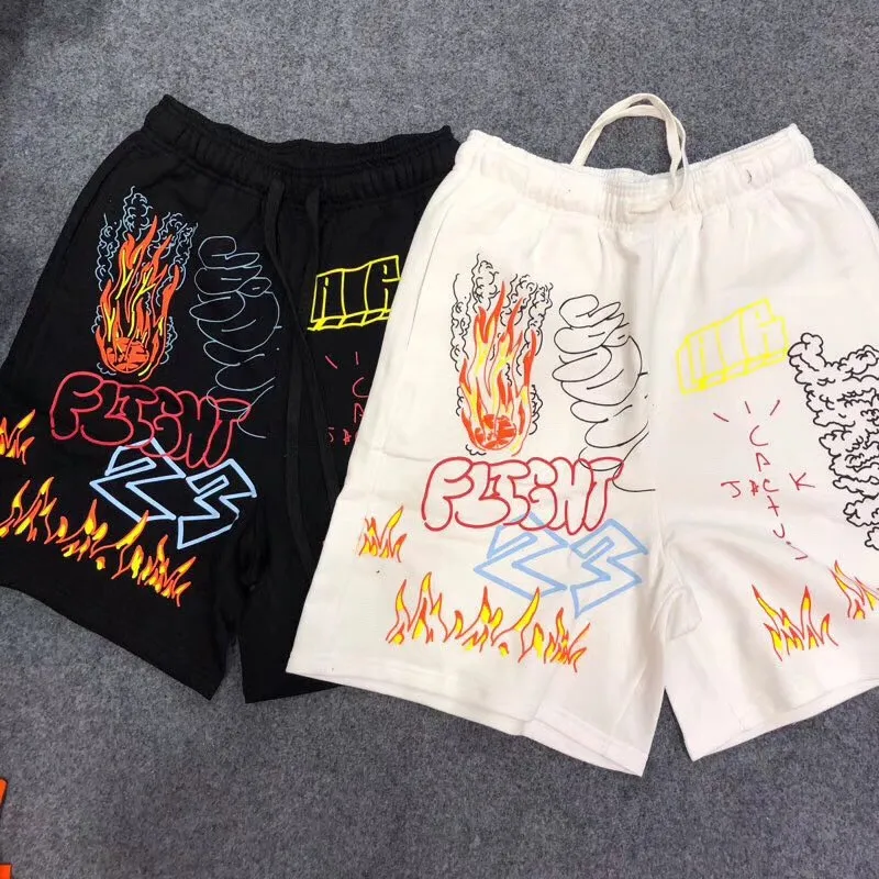 

19ss Latest Summer style Hip-hop Travis Scott AstroWorld Tour Graffiti Shorts Men Women Drawstring Skateboard kanye west Shorts