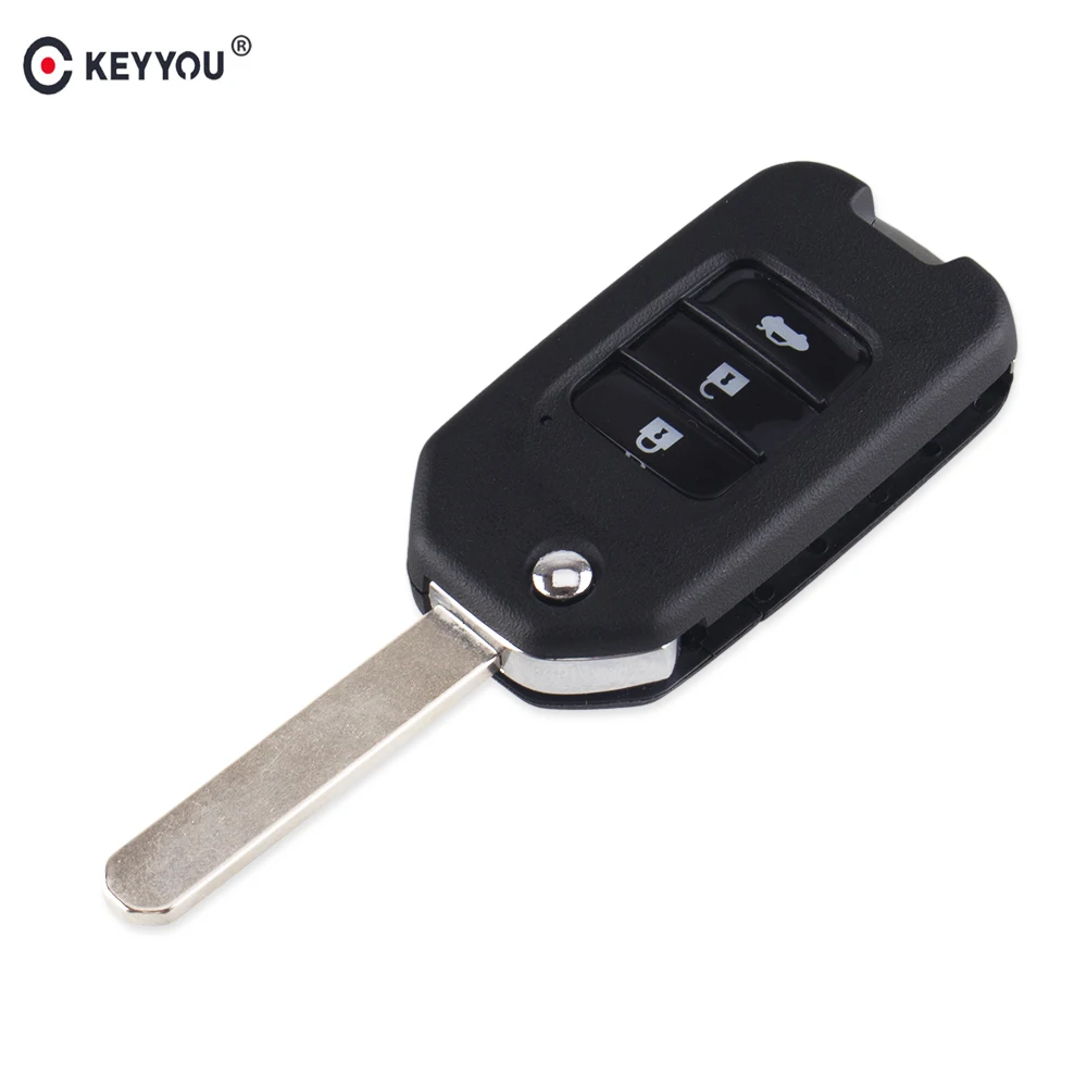 KEYYOU 3 кнопки дистанционный смарт ключ Брелок чехол для Honda Civic City Fit HR V XR раскладной