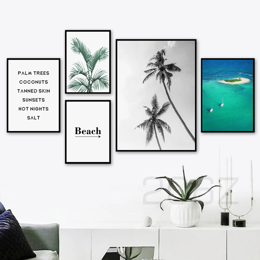 Морская Пальма пляжные котировки пейзаж скандинавские плакаты и принты