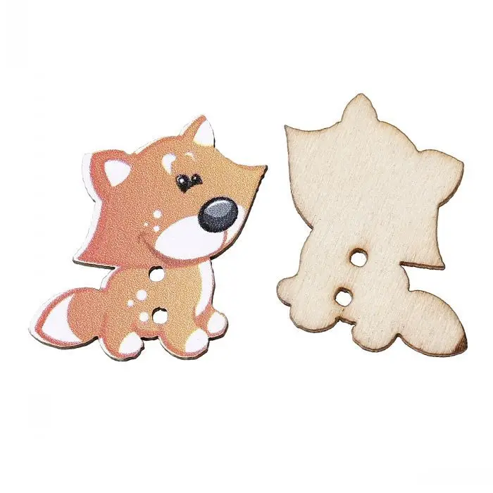 Деревянные швейные пуговицы Dorabeads для скрапбукинга Лисий светильник кофе с двумя