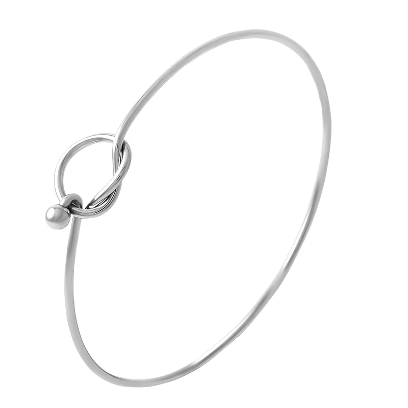 

Fashion Simple Wire Knot Bracelet Bangle 316L Stainless Steel Lovely Knot Cuff Metal Bangles for Women Gift Jewelry