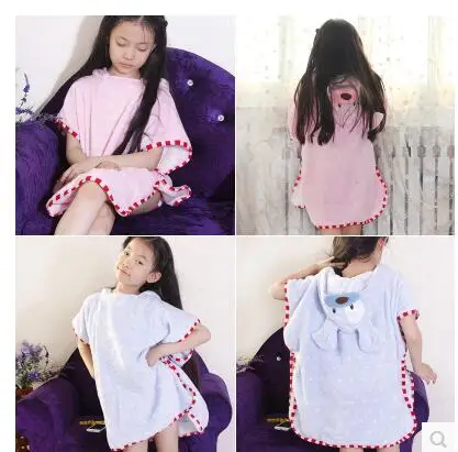 

cartoon cotton towel kids cape cloak wearbale hooded blanket towel