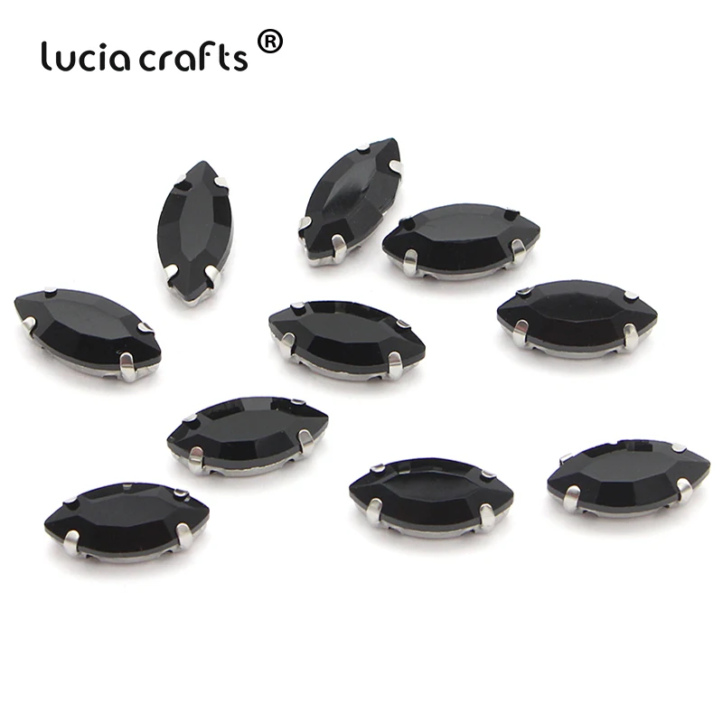 Lucia crafts 20 шт./лот 7*15 мм овальное кристаллическое Украшение «конский глаз» стекло пришить стразы с коготь применяются к одежде украшения G0808