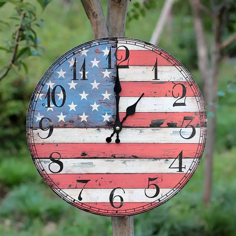 Ностальгия Американский кантри украшения Дома большие настенные часы тихая