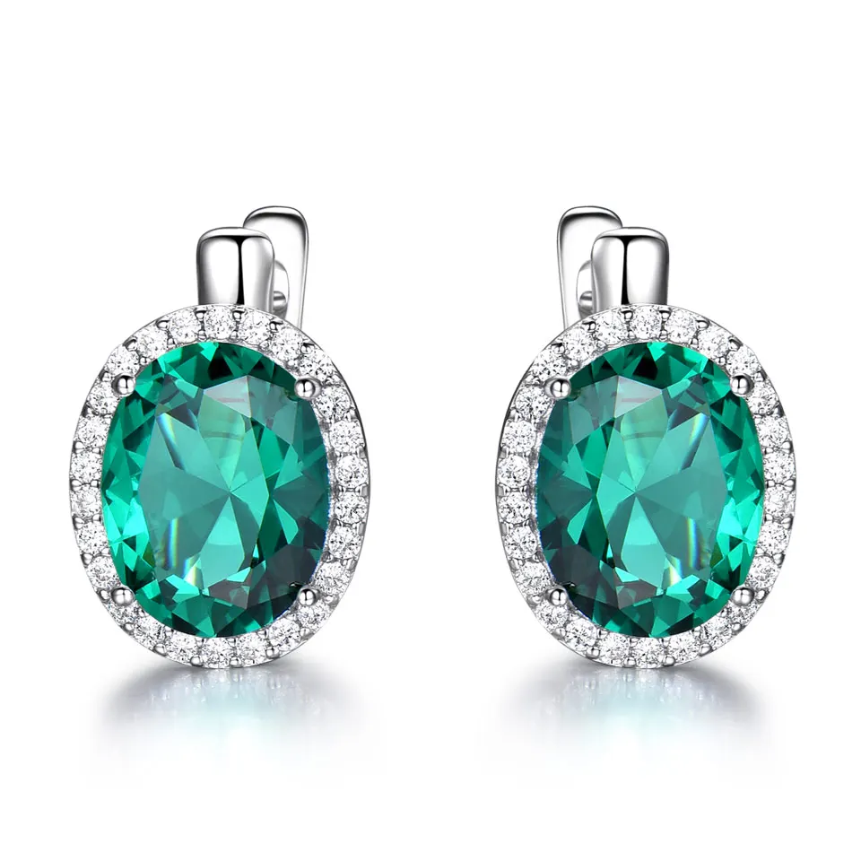 emerald UMCHO Nano, небесно-голубой топаз, драгоценный камень, клипсы, серьги для женщин, натуральная 925 пробы, серебряные серьги для женщин, романтическое ювелирное изделие - Цвет камня: emerald