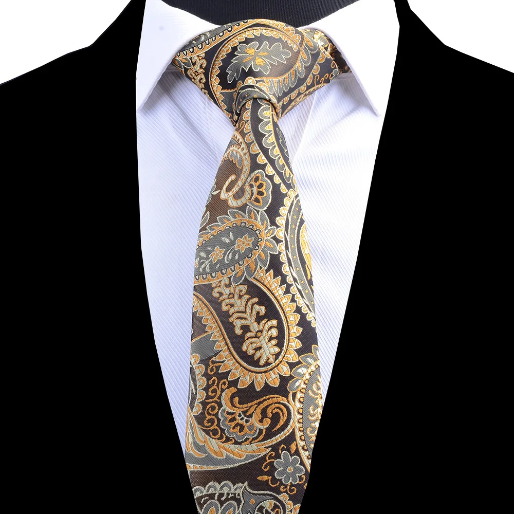 RBOCOTT мужские галстуки Пейсли Галстуки Модный Шелковый галстук желтый зеленый