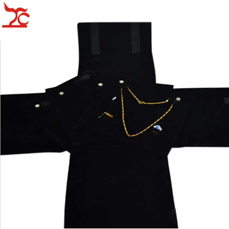 Wholesale Black Velvet Jewelry Display Rolls Travel Organizer Bag Foldable Earrings Ring Chain Pendant Necklace Storage Roll | Украшения и